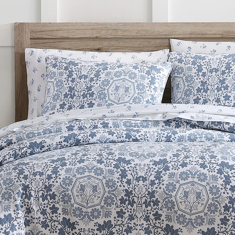 Stone Cottage - King Duvet Cover Set, Cotton Sateen Bedding with Matching Shams, Ideal Bedding Set (Caldecott Blue, King) - Image 4